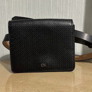 Women's Calvin Klein Wide Flap Embossed Monogram Belt Bag Small